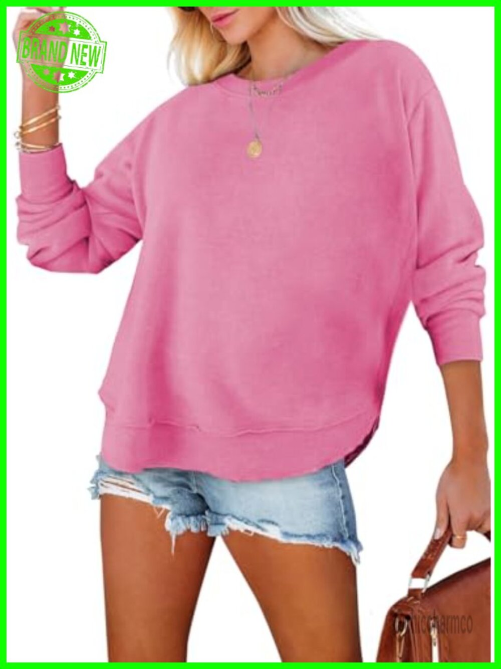 Oversized Crewneck Sweatshirt Womens Loose Fit Pullover Long Sleeve Tunic Top